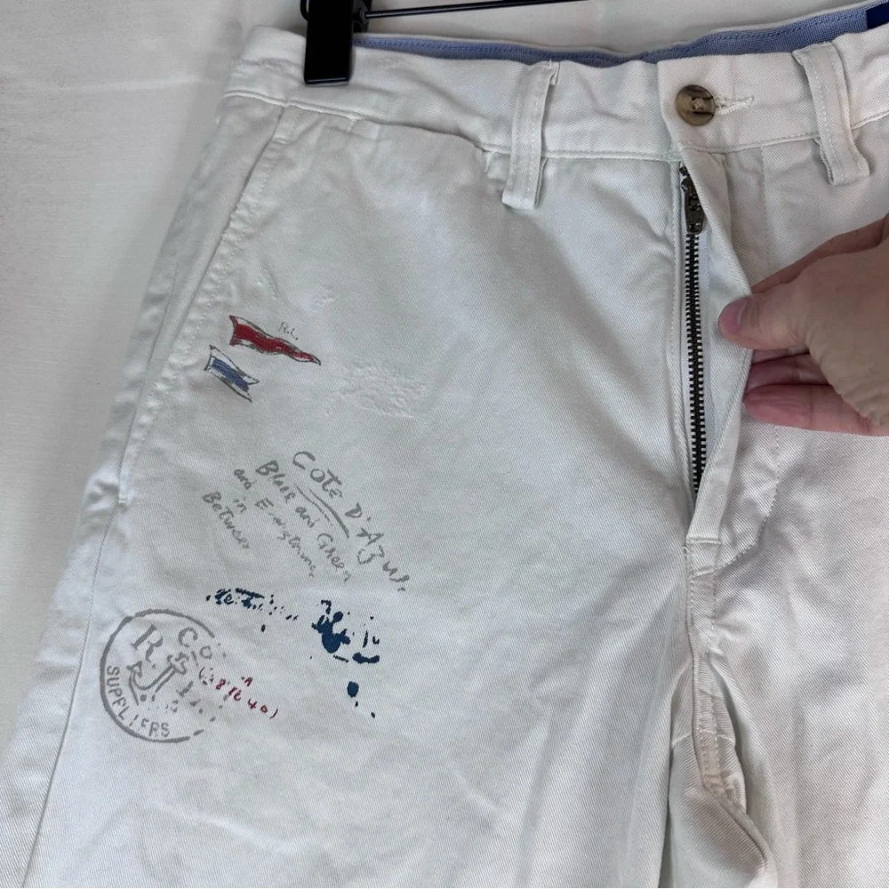 POLO RALPH LAUREN Men’s Size 30x30 Pant Khakis Straight Fit Graphic Art Design